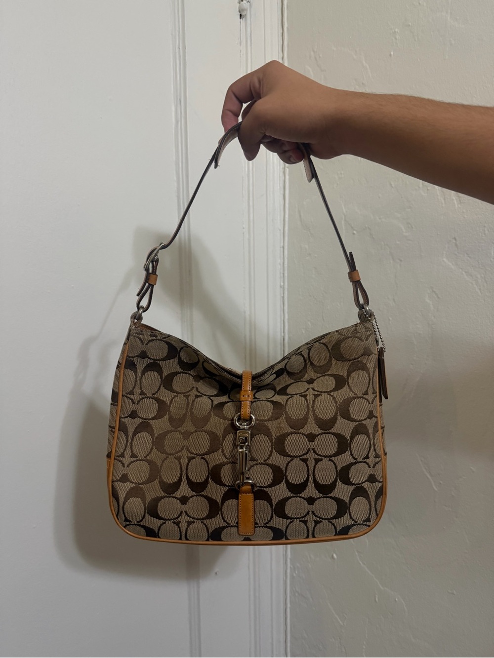 Coach Signature Jacquard Hobo Bag in Khaki/Tan